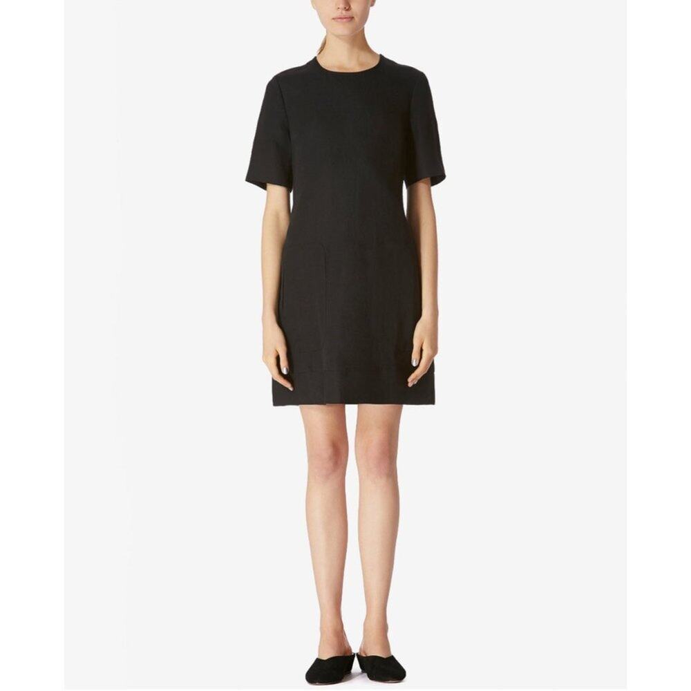 New Avec Les Filles Piped Shift Dress in Black Women's Size M